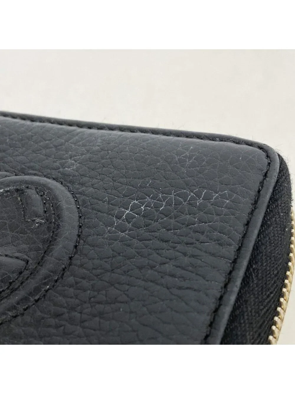Gucci Coin Case Soho Leather Black Champagne Gold - Picture 7 of 9